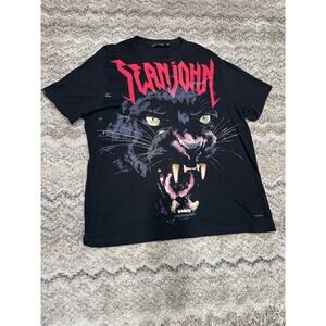 Sean John Y2K Black Short Sleeve Panther Graphic T-Shirt Men’s Size 2XL
